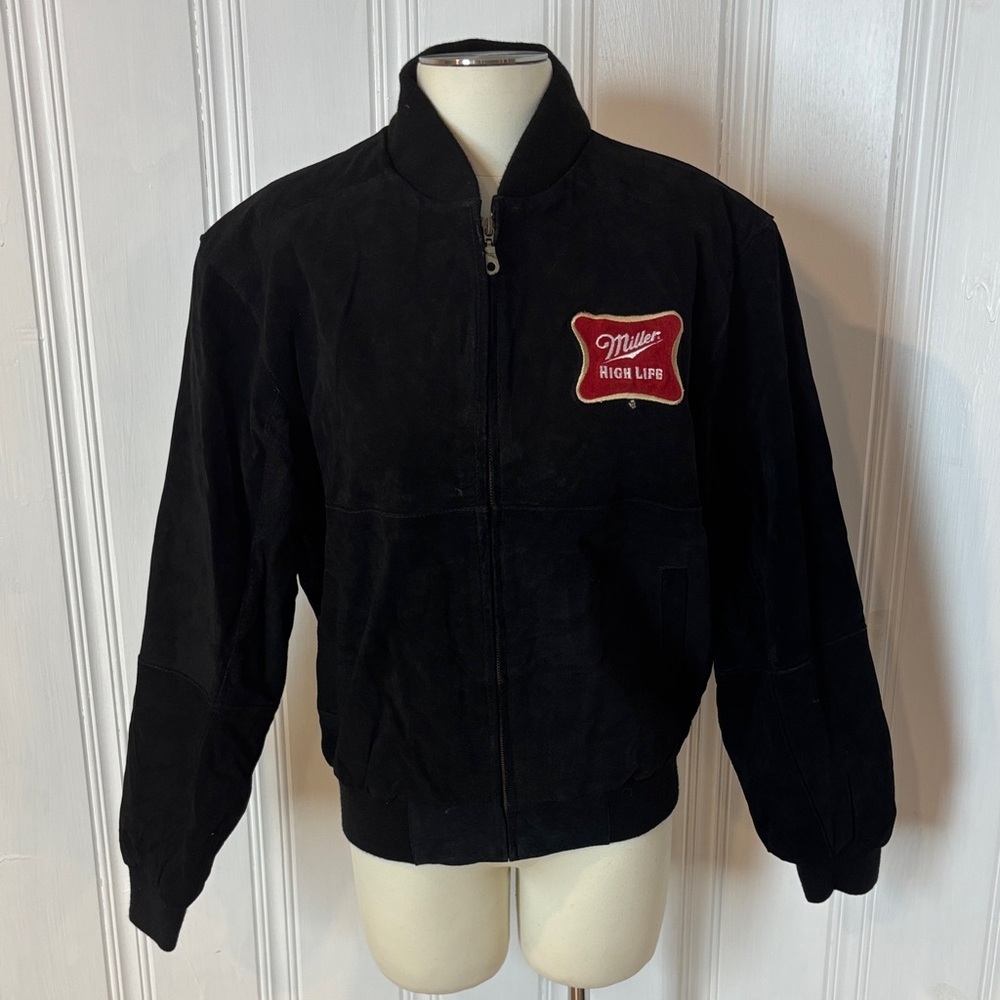 💥 Vintage Jeff Hamilton x Miller High Life Suede Bomber Jacket – Size L (NWOT)